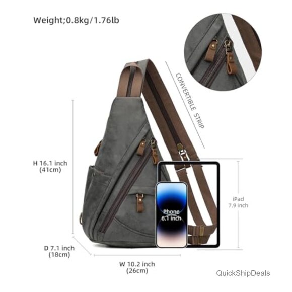 PU Leather Sling Bag Crossbody Backpack Casual Daypack